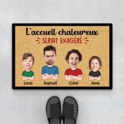 Chaleureusement Accueilli Serait Exagéré Avec Visages - Cadeau Personnalisé | Paillasson Humour
