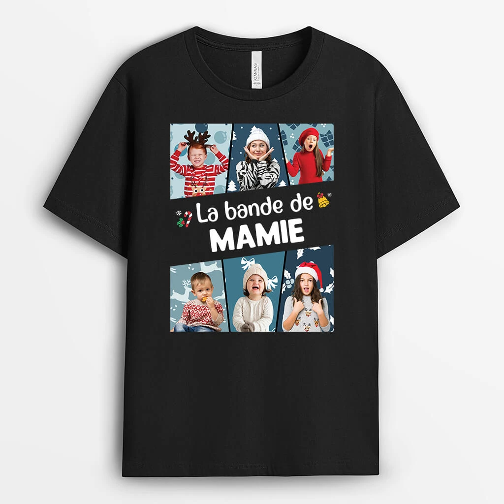 La Bande À Mamie Noel Version Pêle Mêle De Photos - Cadeau Personnalisé | T-Shirt Pour Mamie 1 La Bande À Mamie Noel Version Pêle Mêle De Photos - Cadeau Personnalisé | T-Shirt Pour Mamie