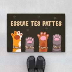 Essuie Tes Pattes Avec Empreinte Des Chats - Cadeau Personnalisé | Paillasson Pour Amoureux Des Animaux