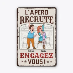 L'Apero Recrute, Engagez-Vous - Cadeau Personnalisé | Plaque En Métal Humour