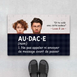Définition D'Audace Avec Visages - Cadeau Personnalisé | Paillasson Pour Couple
