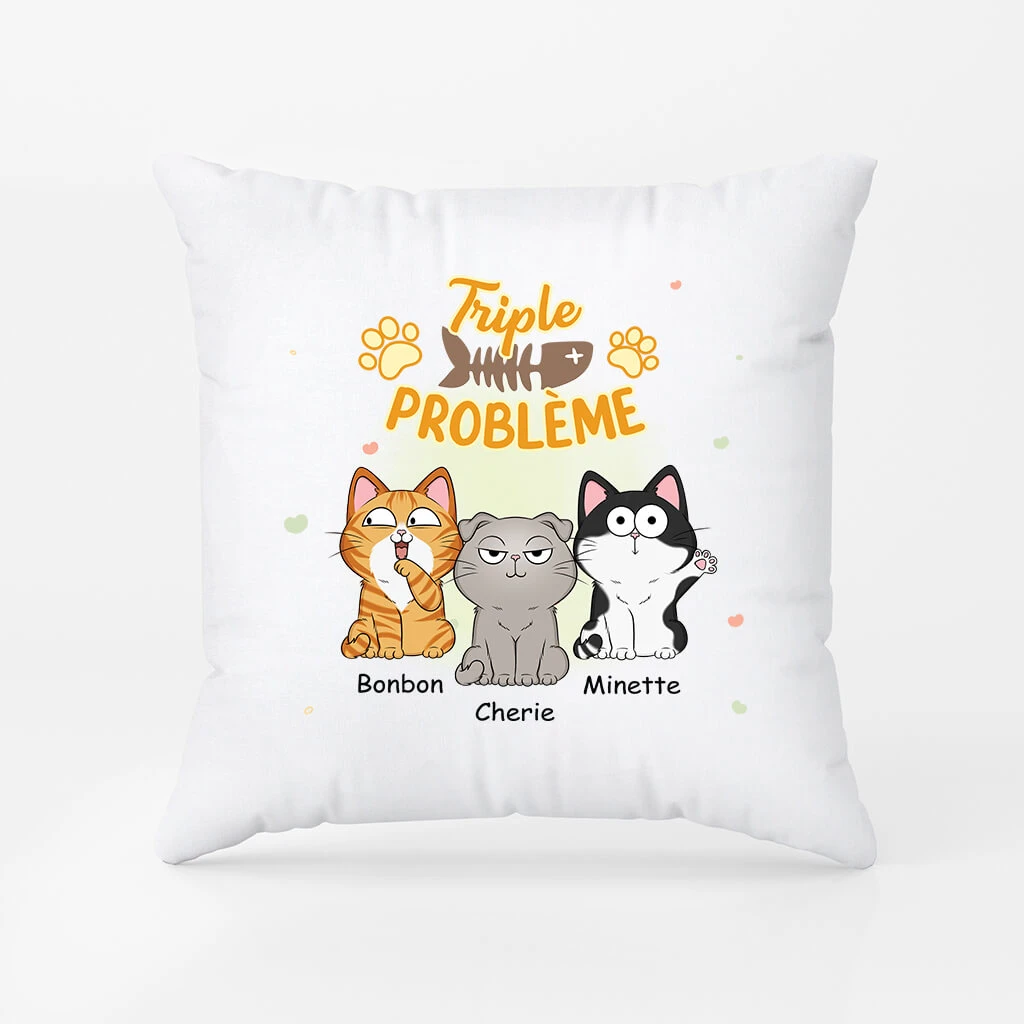 Triple Problème Version Chat - Cadeau Personnalisé | Coussin Pour Amoureux Des Chats 1 Triple Problème Version Chat - Cadeau Personnalisé | Coussin Pour Amoureux Des Chats