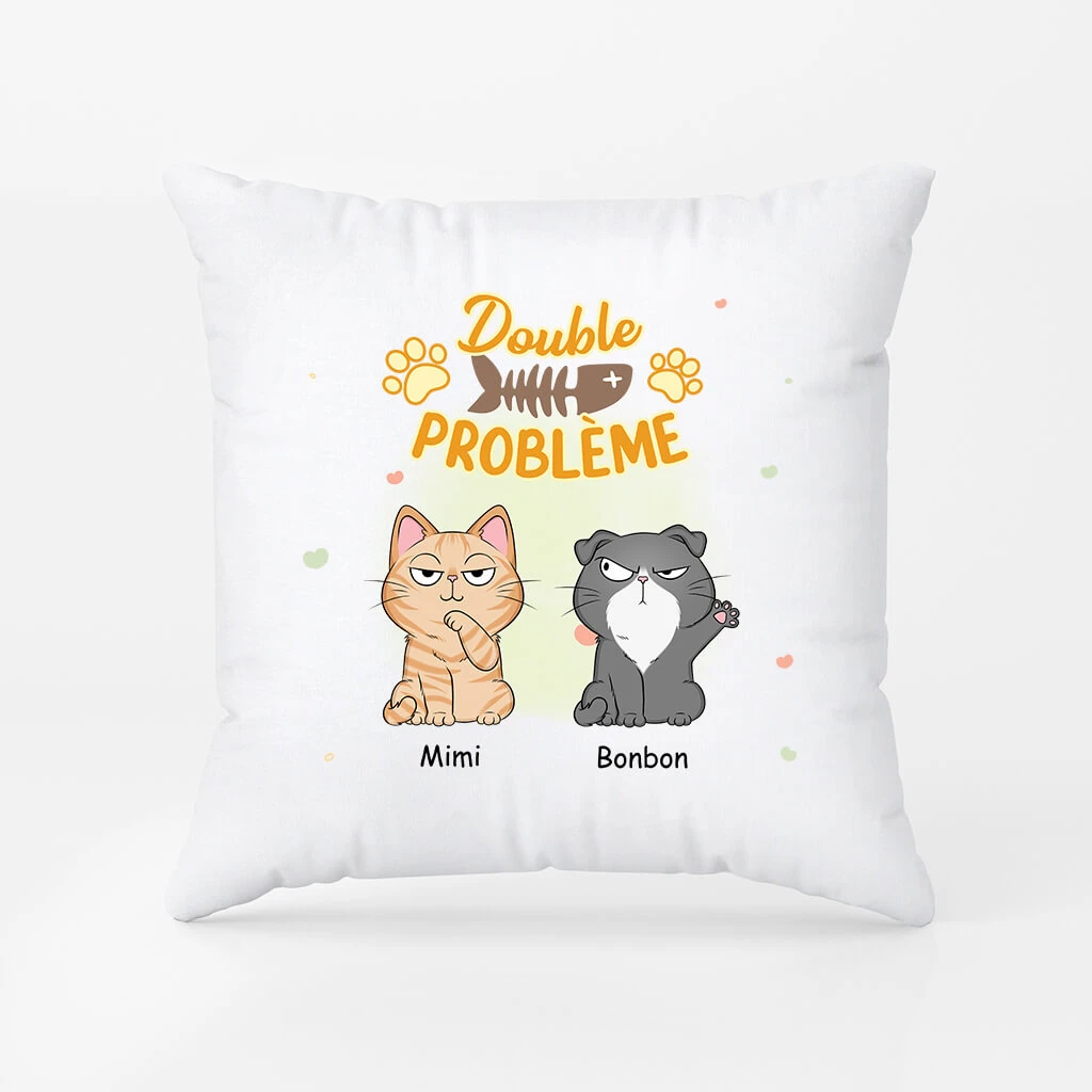 Triple Problème Version Chat - Cadeau Personnalisé | Coussin Pour Amoureux Des Chats 2 Triple Problème Version Chat - Cadeau Personnalisé | Coussin Pour Amoureux Des Chats – Image 2