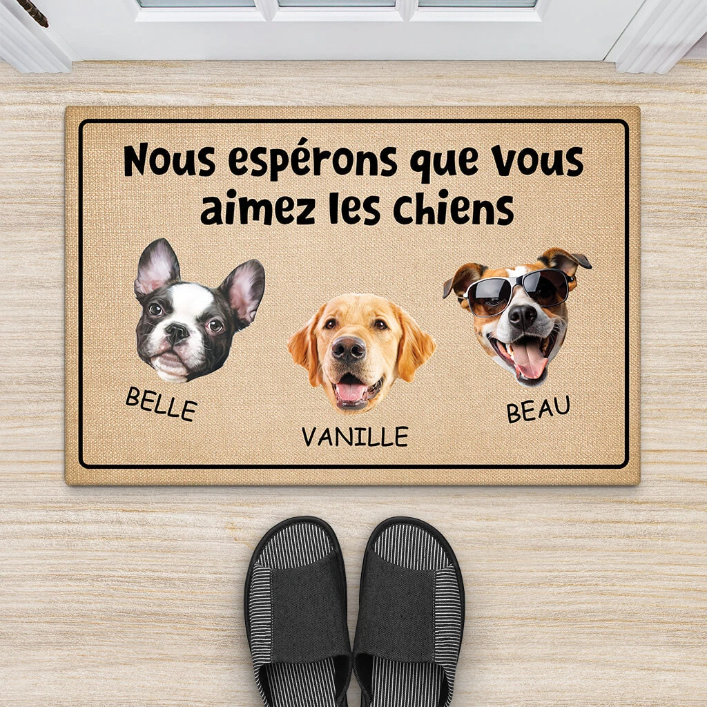 Nous Espérons Que Vous Aimez Les Chiens Avec Visages - Cadeau Personnalisé | Paillasson Pour Amoureux Des Animaux 2 Nous Espérons Que Vous Aimez Les Chiens Avec Visages - Cadeau Personnalisé | Paillasson Pour Amoureux Des Animaux – Image 2